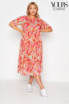 Yours Curve Pink Throw On Midaxi Abstract Summer Dress (K00920) | €38