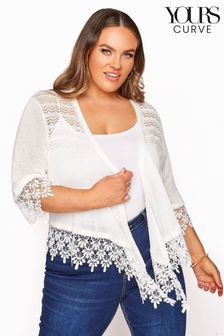 Yours Curve White Lace Trim Waterfall Shrug (K00947) | 32 €
