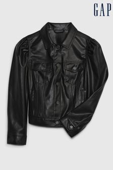 Gap Black Faux-Leather Puff Long Sleeve Jacket (K01094) | €31