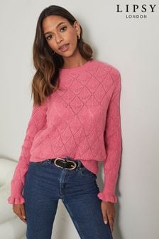 Lipsy Pink Petite Pointelle Lofty Knit Jumper (K01268) | BGN 86 - BGN 88