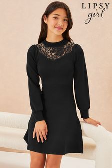 Lipsy Black Lace Yoke Knitted Dress (K01280) | €48 - €56