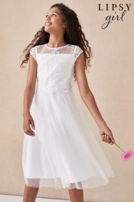 Lipsy Ivory Lace Bodice Occasion Dress (K01318) | €59 - €69