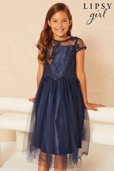 Lipsy Navy Lace Bodice Occasion Dress (K01319) | €33 - €37