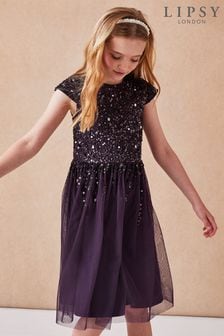 Lipsy Purple Sequin Bodice Midi Occasion Dress (K01329) | INR 5,733 - INR 6,395