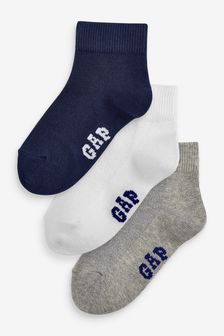 Gri - Gap Kids Logo Quarter Crew Socks 3 Pack (K01339) | 48 LEI