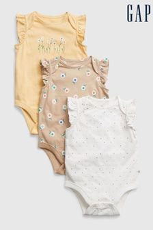 Gap Yellow 100% Organic Cotton Mix and Match Flutter Bodysuit 3-Pack - Baby (K01449) | €22