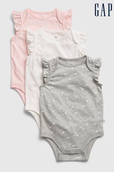 Gap Multi 100% Organic Cotton Mix and Match Flutter Bodysuit 3-Pack - Baby (K01450) | 7,480 Ft