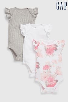 Gap Grey 100% Organic Cotton Flutter Bodysuit 3-Pack - Baby (K01451) | CHF 21