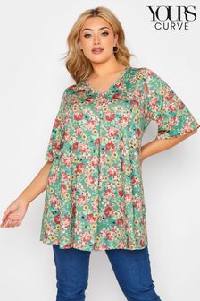 Yours Curve Green Floral Printed Tunic (K01554) | €17