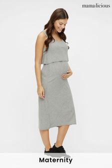 Mamalicious Grey Maternity Nursing Layered Jersey Dress (K01761) | ₪ 149