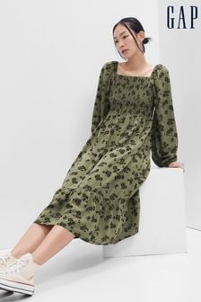 Gap Green Print Square Neck Midi Dress (K01905) | 89 €