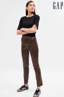 Gap Brown High Rise Faux-Leather Vintage Slim Trousers (K01930) | €31