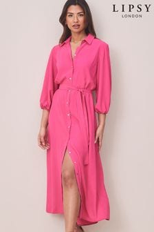 Roz - Rochie maxi Lipsy stil cămașă (K01996) | 322 LEI