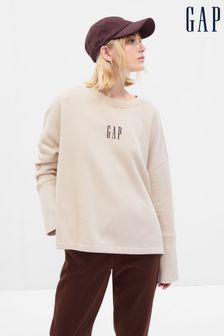 Gap Beige Vintage Soft Crew Neck Long Sleeve Logo Sweatshirt (K02025) | €43