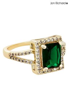 Jon Richard Gold Plated and Green Emerald Cubic Zirconia Cocktail Ring (K02035) | €34