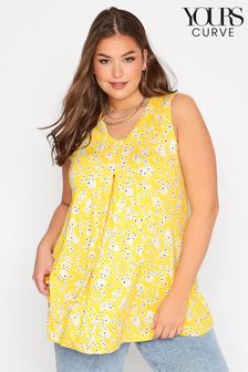 Yours Curve Yellow Floral Swing Vest (K02136) | ₪ 84