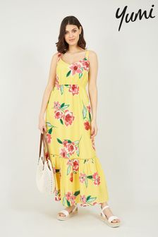 Yumi Yellow Oversized Floral Maxi Dress (K02211) | €29