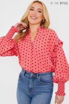 In The Style Pink Polka Dot Jac Jossa Button Down Frill Cuff Blouse (K02379) | 40 €