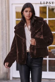 Lipsy Brown Short Faux Fur Coat (K02743) | INR 11,448