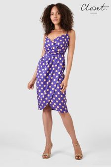 Closet Purple London Midi Wrap Slip Dress (K02762) | €57