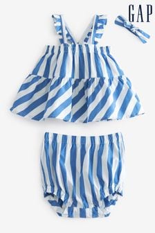 Gap Blue Stripe Peplum Three-Piece Outfit Set (K04346) | €15