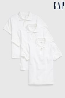 Gap White Organic Cotton 3 Pack Uniform Short Sleeve Polo Shirts (K04362) | €25