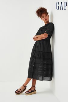Gap Black Lace Button-Front Midi Dress (K04470) | €63