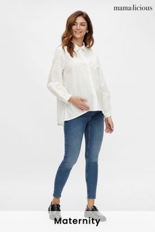 Mamalicious Blue Maternity Over The Bump Slim Fit Jeans (K04819) | CA$82