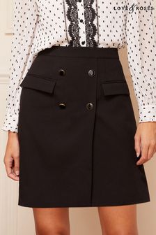 Love & Roses Tailored Button Detail Mini Wrap Skirt
