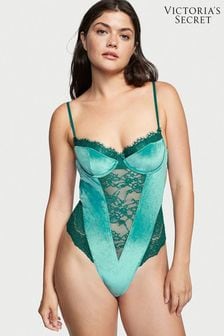 Victoria's Secret Shaded Spruce Green Wicked Unlined Velvet Balcony Bodysuit (K04940) | €33