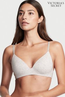 Victoria's Secret VS Snow Heather Grey Smooth Logo Strap Lightly Lined Non Wired T-Shirt Bra (K04954) | €22