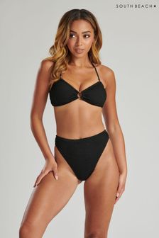 South Beach Strukturierter Bandeau-Bikini mit hoher Taille und Schildpatt-Ring (K06215) | 25 €