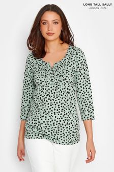 Long Tall Sally Green Henley Top (K06331) | AED122