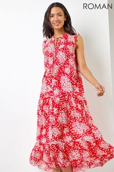Roman Ditsy Floral Print Frill Detail Maxi Dress (K06421) | 47 €