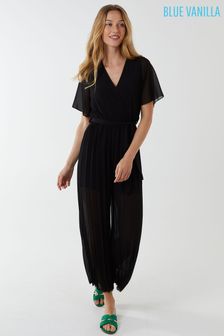 Blue Vanilla Black Pleated Front Tie Jumpsuit (K07644) | 22 €