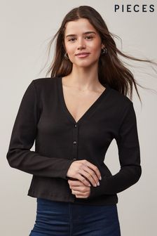 PIECES Black Long Sleeve Button Up Cardigan (K07930) | MYR 132