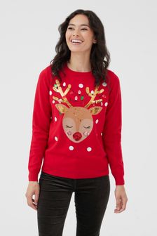 Rood Vixen - Society 8 - Kersttrui - Dames (K07950) | €31