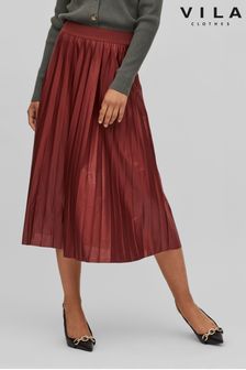 VILA Red Midi Pleated Summer Skirt (K07957) | €37