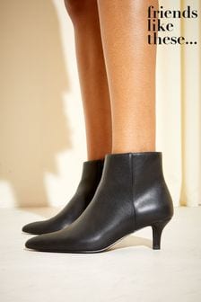 Friends Like These Black Kitten Heel Ankle Boot (K08621) | €24