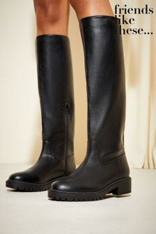 Friends Like These Black Flat Chunky Knee High Boot (K08623) | 42 €