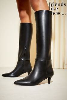 Friends Like These Black Kitten Heel Knee High Boot (K08625) | 40 €