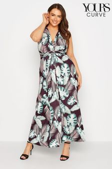 Yours Black London Tropical Knot Front Maxi Dress (K08938) | 66 €