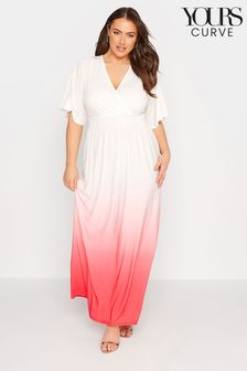 Yours Curve Pink London Shirred Wrap Maxi Dress (K08941) | AED254