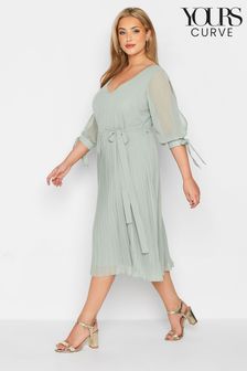 Granatowy - Plisowana sukienka Yours Curve London z rozcięciem na ramionach (K08953) | 275 zł