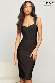 Черный - Lipsy бандажное платье миди с вырезом сердечком (K08996) | €70