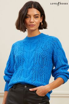 Love & Roses Blue Cable Knit Jumper (K09120) | 46 €