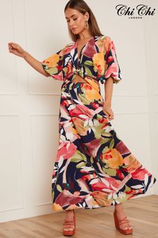 Chi Chi London Black Multi Cut Out Floral Maxi Dress (K09308) | $111