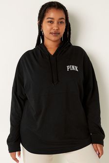 Victoria's Secret PINK Pure Black Cotton Oversized Hooded T-Shirt (K09825) | €46