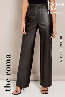 Friends Like These Black Faux Leather Wide Leg Trousers (K09880) | 23 €