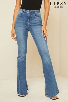 Lipsy Blue Split Hem Mid Rise Chloe Flare Jeans (K09888) | INR 4,567